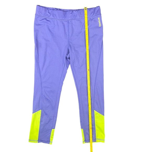 Reebok Leggings Youth Girl's Size‎ XL 16 Purple Yellow Stretch Active Cropped - Picture 6 of 8